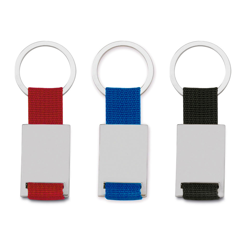Chaveiro Retangular de Metal Nylon 8,5x3,4cm
