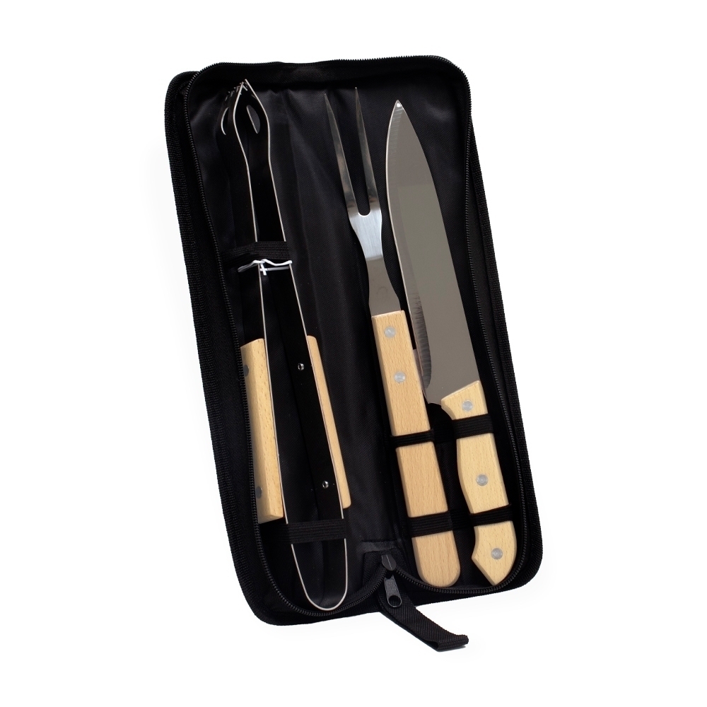 Kit Churrasco Inox 3 Peças 37,6x9cm
