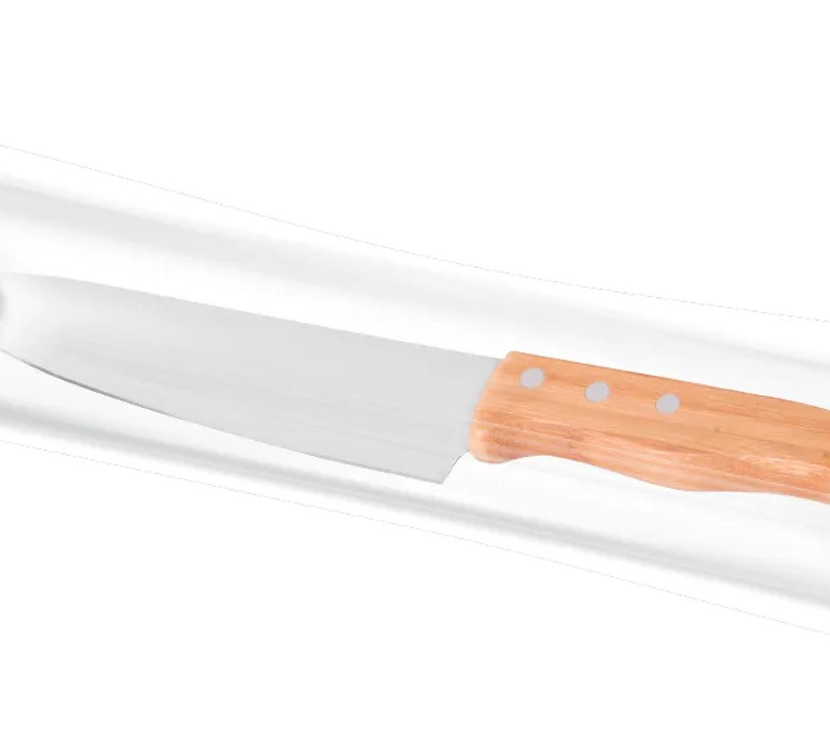 Faca para Carne Inox e Bambu 8''