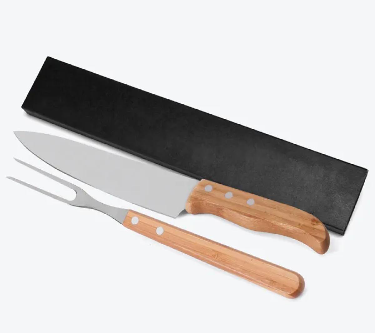Conjunto de Talheres em Bambu e Inox 8″