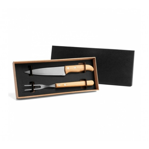 Conjunto Faca e Garfo Bambu e Inox 7'' 655x145mm