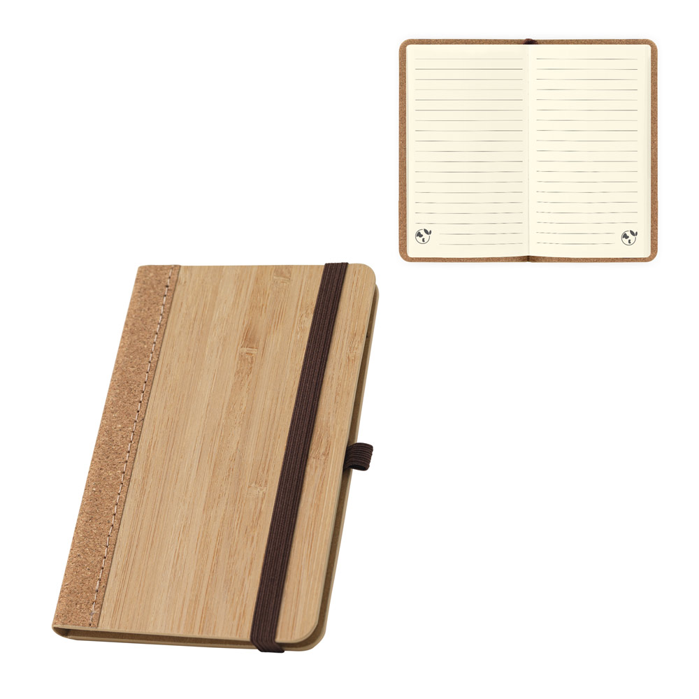 Caderno de Bolso Capa Dura Bambu e Cortiça Pautado 90x142mm