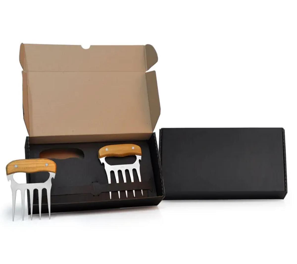 Garfos com 5 Dentes e Abridor Bambu e Inox 2 Pçs 11,5x14,5cm